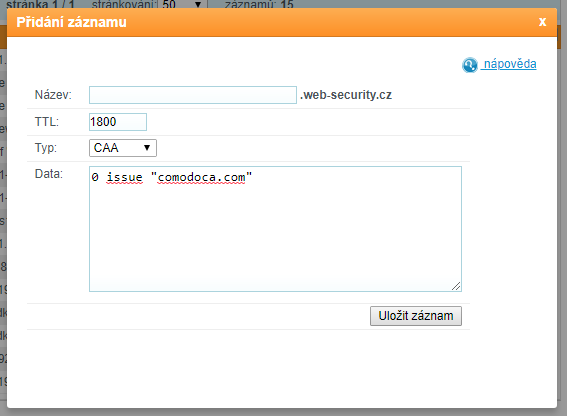 Insertion d'un enregistrement CAA dans le DNS