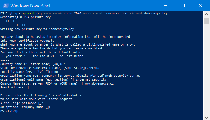 OpenSSL - génération de certificat
