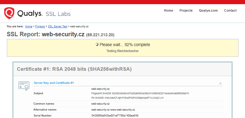 SSLlabs - Test du serveur SSL - traitement
