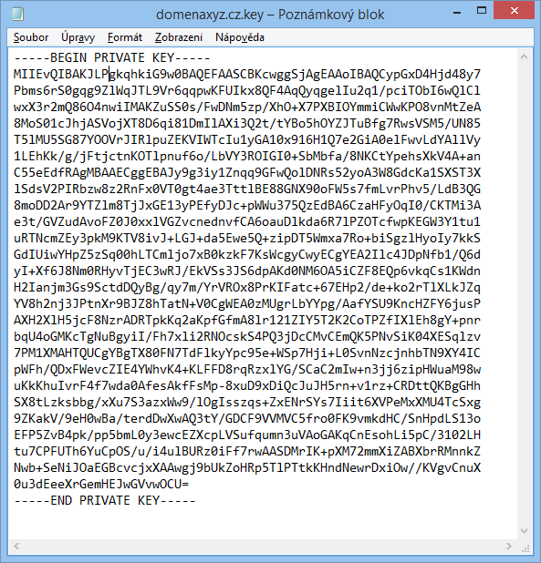 Fichier .key ouvert dans Notepad